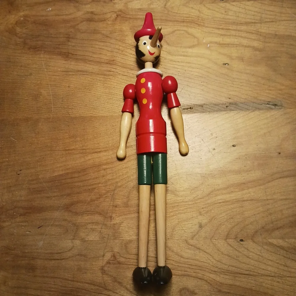 Vintage Pinocchio Wooden Jointed Doll 15.5
